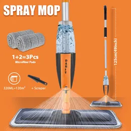 DARIS Spray Floor Mop with Reusable Microfiber Pads 120cm Long Handle Flat For Home Kitchen Laminate Tiles Cleaning 240123