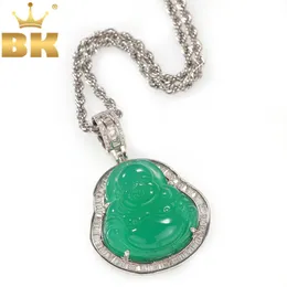 THE BLING KING Будда кулон ожерелья для женщин цвета: золотистый, серебряный цвет, цветное ожерелье с драгоценными камнями, ювелирный стиль, падение 240127