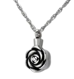 Cremation Jewelry Rose Urn Necklace For Ashes Keepsake Memorial Pendant Locket Rostfritt stål Vattentät Remembrance Halsband3455375