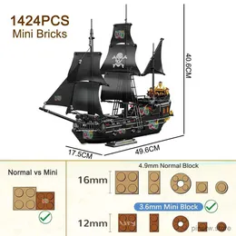 Blöcke Mini-Steine, Schwarzmagier, Piratenschiff, Abenteuerideen, Boot, Sturmschiff, Flaggschiff, Filme, Bausteine, Modellspielzeug für Kinder, Geschenke