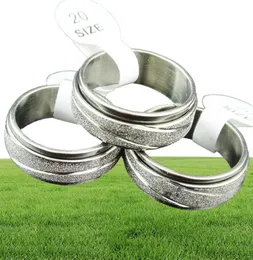 Vendendo 20 peças de aço inoxidável fosco, camada dupla giratória, anéis de prata para homens e mulheres, lotes inteiros A3092163204