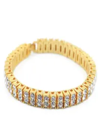 Iced Out Chain Bracelet For Mens Hip Hop Diamond Tennis Bracelets Jewelry Gold Plating Double Row Rhinestone Bracelet 1571118