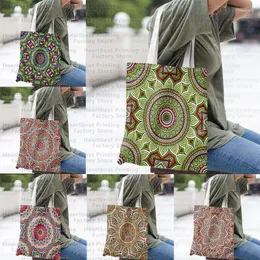 Shopping Bags Bohemian Square Convenient Environmentally Friendly Reusable Portable Women's Canvas Supermarket Bag Tote