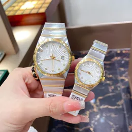 Coppia orologi da donna da uomo Orologio da polso con diamanti di moda di design di marca superiore Orologi da polso con cinturino in acciaio inossidabile di alta qualità per donna, regalo di compleanno di Natale