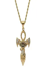 collane con ciondolo occhio di horus hip hop per uomo donna ciondolo ankh di lusso in acciaio inossidabile oro Hrus collana in stile egiziano jewe3654645