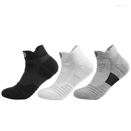 Men's Socks 3 Pairs Sports For Men Thickened Towel Bottom Outdoor Running Basketball Low Cut Sweat-absorbent Breathable