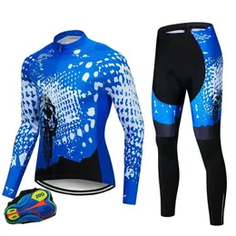 Långärmad cykeltröjor med byxor för män senaste hösten Winter Cycling Set Pro Team Racing Sportswear Bicycle Suits Uniform 240119