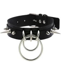 Kmvexo Punk Spike Metal Collar Girls Leather Harness Choker Necklace for Women Party Club ChockersゴシックジュエリーHarajuku 20192020377