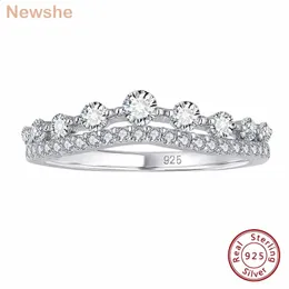 SHE 925 Sterling Silver Stacking Wedding Rings for Women Double Bands AAAAA Cubic Zircon Fine Jewelry 240130