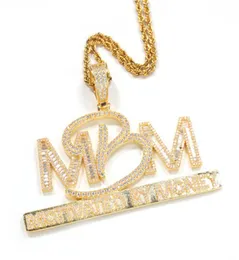 MBM Letters Pendant Necklace Gold Plated Copper Inlaid Cubic Zirconia Motivated By Money Pendant 60cm Stainless Steel Chain9497238