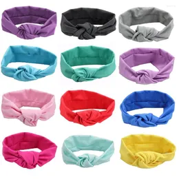 Haarschmuck für Kinder, Mädchen, einfarbig, Baumwolle, Schleife, elastisch, Turban-Stirnband, HATYS0509