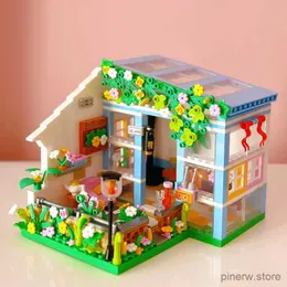 Blöcke Kreative Sonnenschein Blume Haus Bausteine Architektur Micro Stadt Street View Shop Montieren Ziegel Spielzeug Geschenke Für kinder Mädchen