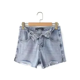 8061-22 verão novos aeroportos europeus e americanos usam na moda rolo cintura aberta umbigo lado dividido desgastado shorts jeans para mulher