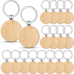 Storage Bottles 50 Pieces Blank Wooden Key Tag Engraving Blanks Unfinished Wood Keychain Ring Tags For DIY Crafts Round