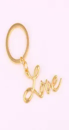 Apricot Fu Gold Love Letter Charm Pendent Key chain Key ring Gift For Girls Drop 4748259