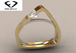 Kreatywny geometryczny Trójkąt Diamentowy pierścień Diamentowy 14K Złoty Kamień Bizuteria dla kobiet Bague Etoile Peridot ANILLOS DE JEINDRY Ring 20199619379