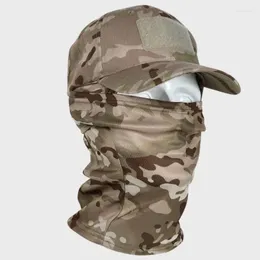 Ball Caps Men's Baseball And Face Mask Set Camouflage Tactical Military Balaclava For Hiking Camping Field Training Sun Protection