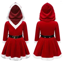 Dziewczyna sukienki Dziewczyny Boże Narodzenie Święty Mikołaj Cosplay Cosplay Kostium Xmas Halloween Karnawał impreza z kapturem z kapturem z kapturem z kapturem