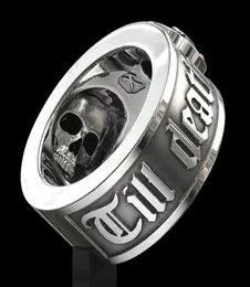 Till Death Do Us Part039 Hip Hop Men039s Fashion Edelstahl Black Diamond Skull Band Ring Punk Gothic Engagement Jewelr6337481