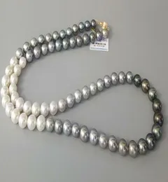 vere perle fini Collane di perline gioielli 18quot 89mm collana di perle rotonde naturali bianche del mare del sud bianco grigio5384574