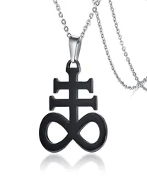 Wiccan Jewelry Alchemical Symbol for Sulfur Church of Satan Satans Pendant Stainless Steel Necklace Black Plated Inversible5423575