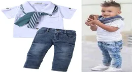 Crianças roupas da criança do bebê meninos roupas de verão camiseta jeans ternos esportivos para meninos crianças roupas treino 2 5 6 7 ano 21022621693186