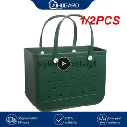 Totes 1/2PCS Extra Large Boggs Beach Bag Summer EVA Beach Basket Women Picnic Tote Bag Holes Waterproof Handbag Pouch ShoppingH24218