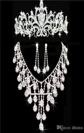 Tiaras Gold Tiaras Headpieces Crowns Wedding Hair Jewelry Neceklace Earring 전체 패션 소녀 이브닝 파티 파티 드레스 Chr1327269
