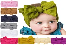 34 Colors Baby Knot Headband Girls Big Bow Princess Nylon Elastic Bowknot hairband Turban Solid Headwear Head Wrap Hair Band Acces6628843