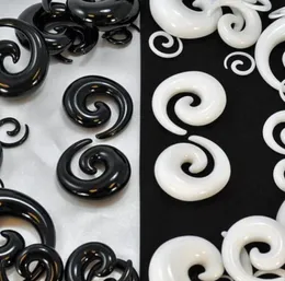 P32 in bianco e nero 100 pezzi mix 8 dimensioni 2 colori acrilico gioielli per il corpo spirale orecchio conico plug per l'orecchio4437643