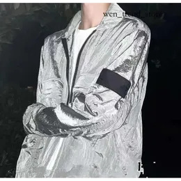 Stonees Island Ceket Lightning Tasarımcı Rozeti Gömlekler Suya Dayanıklı Metal Skin Ceket Naylon Balıkçı Dağcılık Giyim Tasarımcısı Siyah Katlar 100