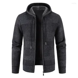 Men's Sweaters Men Hoods Cardigans 2024 Winter Thick Warm Hooded Sweatear Coat Causal Slim Knitwear Jacket Coats Clothing