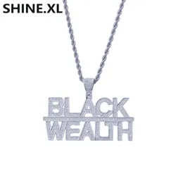 Hip Hop Fashion Gold 2 Rows List Czarny bogactwo Wisiant Naszyjnik Mężczyźni Bling Biżuter Prezent1870434
