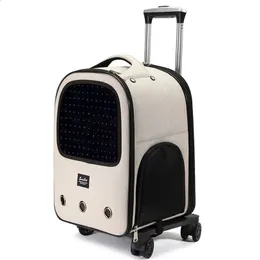 Trolley-Haustier-Rucksack, großer Raum, stumm, Universalrad, Katzentasche, zusammenklappbare Trolleys, Haustiere, Taschen, Katzen und Hunde, 240131