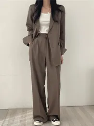 Blazer 2 Piece Sets Outifits Autumn Winter Korean Fashion Pants Suit Office Lady Solid Dressing Female Clothing 240127