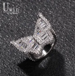 Uwin Butterfly CZ Rings Micro Paved Full Bling Iced Out Cubic Zircon Luxury Hiphop Jewelry Gift 2103104391635