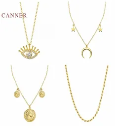 Canner Real 925 Sterling Silver Necklace For Women Eyes Roman Coins Weaved Jewelry Pendant Chain 18K Choker Joyero 2106164377757