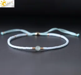 CSJA 2018 Light Blue 15pcs Miyuki Badeed Bracelets Pulseira Feminina 수제 로프 체인 브레이슬릿 패션 작은 크기 씨앗 비드 JE1022201