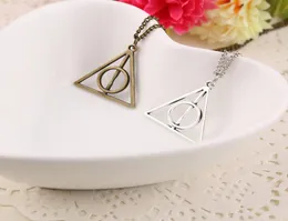50pcs book the Deathly Hallows Necklace Antique Silver Bronze Gold Deathly Hallows Pendants Fashion Jewelry Selling1787566
