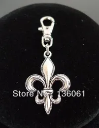 Vintage Silver Fleur De Lis Lily Flower Keychain Pendant Swivel Clasp Metal Keyring For Keys Car Key Ring DIY Bag Handbag Jewelry 4957396