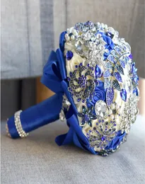 2022 Spilla di cristallo adornata Bouquet da sposa da sposa Fiori fatti a mano Primavera Sposa Damigella d'onore Maniglie Bling Forniture di nozze8870907