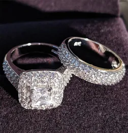 Moonso Trendy 925 Sterling Silver Wedding Ring Set Band för brudflickor och kvinnor Ladys älskar parpar smycken R34006941937