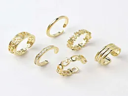 6pcs خاتم الذهب القابل للتعديل للنساء فتاة السفلى عقدة بسيطة قابلة للتكديس مفتوحة ذيل فرقة هاواي المجوهرات 9087719