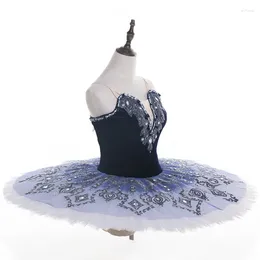 Bühnenkleidung, hochwertige professionelle Wettbewerbsleistung, einzigartiges Design, marineblaues Samt-Ballett-Tutu für Erwachsene in Blau