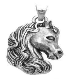 Antyczne srebrne wycięte wycięte konno głowa zwierząt urok wisiorek pasujący do naszyjnika ręcznie robioną biżuterię na prezenty7282662