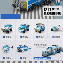 ブロック6IN1 CITY POLICOR CAR CAR CARIERINGENGINEENSINGENGINEエンジンミニローダートラッククラシックモデルビルディングブロックセットレンガのおもちゃクリスマスギフト