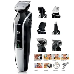 All-in-one kit de aliciamento barba aparador de cabelo para homens máquina de cortar cabelo elétrica lavável rosto cabeça corpo barbeador 18 configurações de comprimento 240201