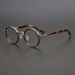 Japansk handgjorda högkvalitativa ultralätt retro runda glasögon ram män glasögon kvinnor optisk recept myopia lins 240126