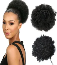 style Afro Short Curly Ponytail Bun cheap human hair virgin hair Chignon hairpiece clip in for black women5206962