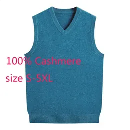 Arrival High Quality Autumn Winter Thickened V-neck Vest Sleeveless Casual Men 100% Cashmere Sweater Plus Size S-3XL4XL5XL 240129